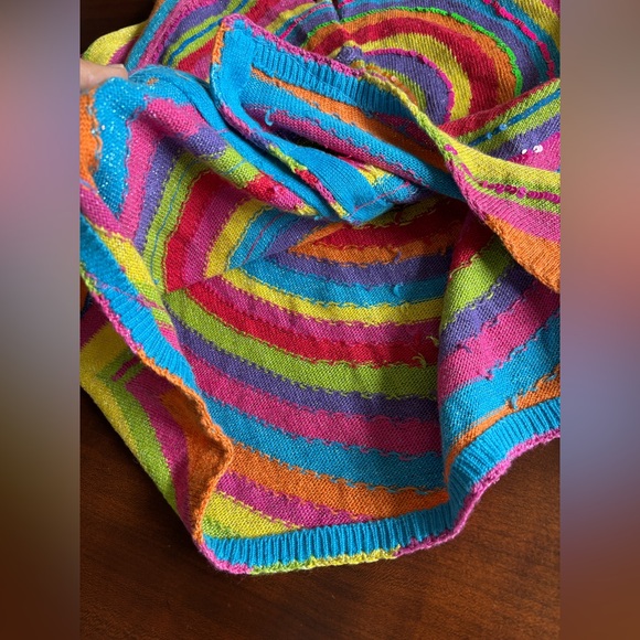 Vintage 2000 Michael Simon Multicolor Striped Cardigan, Psychedelic Rainbow, L - Picture 9 of 16